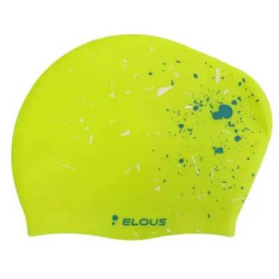 картинка Шапочка для плавания Elous для длинных волос EL006 брызги зеленые 